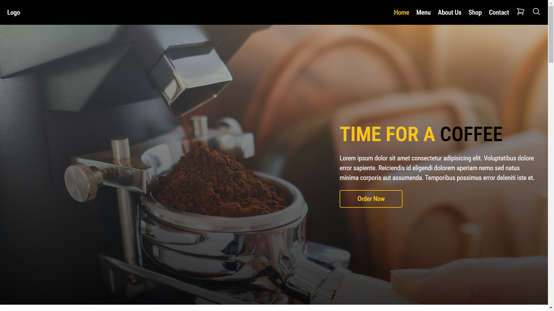 Image of coffee shop website